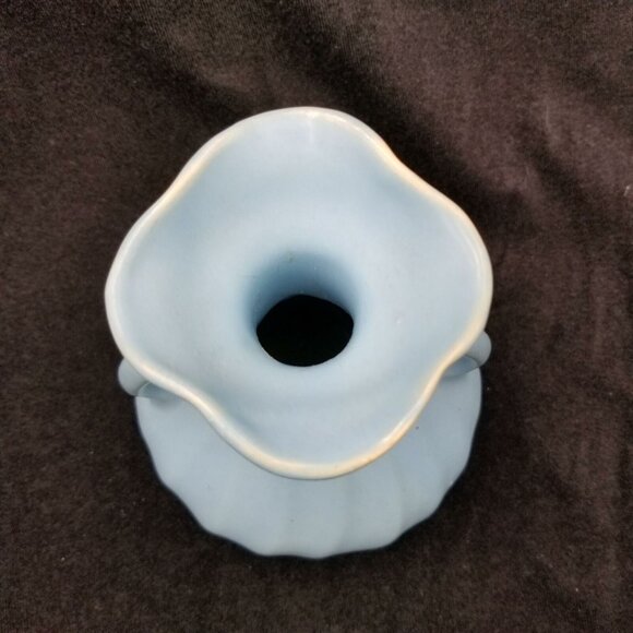 Vintage Blue Weller Pottery Double Handle Vase Magnolia American Pottery 6" - Picture 5 of 6